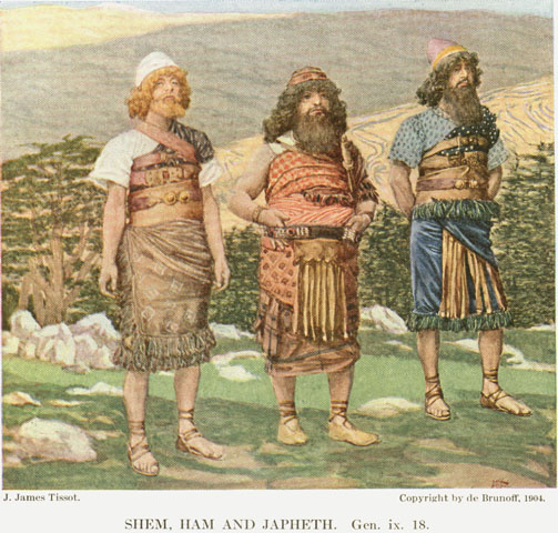 Shem, Ham and Japheth, by James Jacques Joseph Tissot.  1902.  Source: de Brunoff